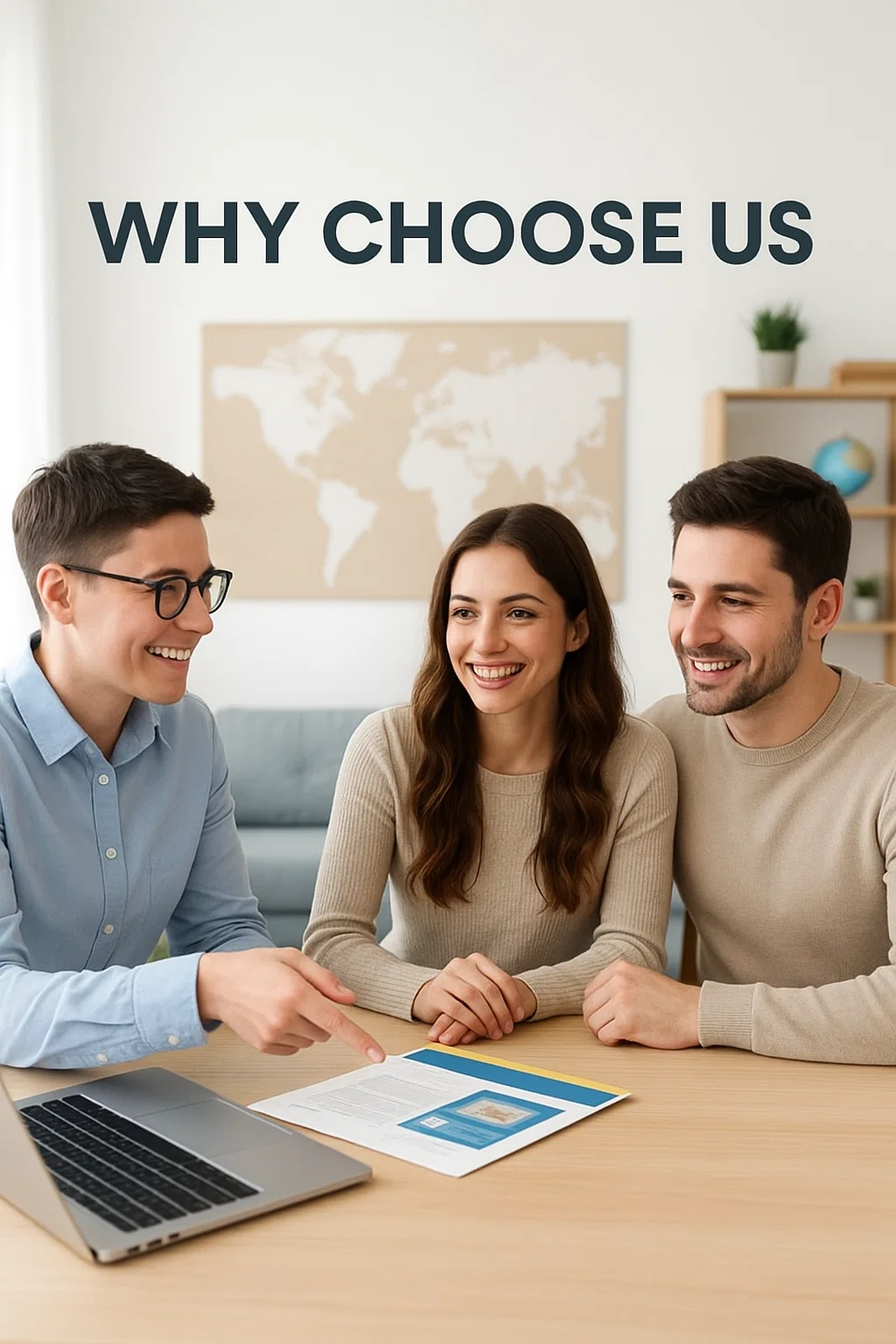 Travel consultant meeting with a client